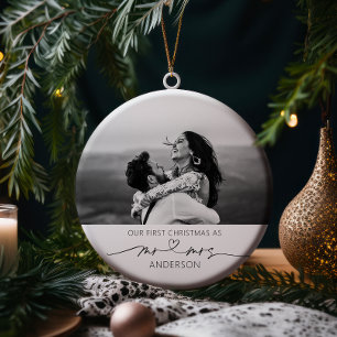 Unsere ersten Weihnachten Verheiratet Mr. und Mrs. Keramik Ornament