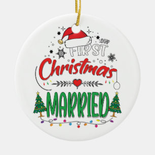 Unsere ersten Weihnachten Verheiratet neu verheira Keramik Ornament