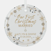 Unsere ersten Weihnachten Verheiratet Ornament Aus Glas (Vorderseite)