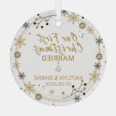 Unsere ersten Weihnachten Verheiratet Ornament Aus Glas (Rückseite)