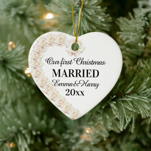 Unsere ersten Weihnachten Verheiratet Personalisie Keramik Ornament (Baum)