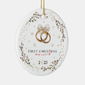 Unsere ersten Weihnachten Verheiratet Personalisie Keramik Ornament (Rechts)