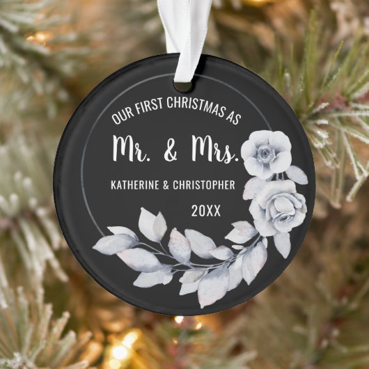 Unsere ersten Weihnachten Verheiratet | Silver Ros Ornament (Baum)