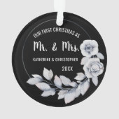 Unsere ersten Weihnachten Verheiratet | Silver Ros Ornament (Rückseite)