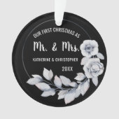 Unsere ersten Weihnachten Verheiratet | Silver Ros Ornament (Vorderseite)