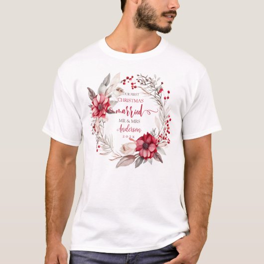 Unsere ersten Weihnachten Verheiratet T-Shirt (Vorderseite)