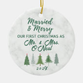 Unsere ersten Weihnachten Verheiratet und froh Keramik Ornament (Vorne)