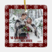 Unsere ersten Weihnachten Verheiratet und hell Keramikornament (Vorderseite)