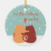 Unsere ersten Weihnachten Verheiratet - zwei Niedl Keramik Ornament (Vorne)