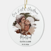 Unsere ersten Weihnachten Verheirateten Personalis Keramik Ornament (Links)