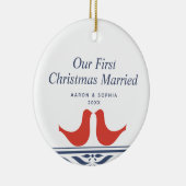 Unsere ersten Weihnachten Verheirateten Personalis Keramik Ornament (Rechts)