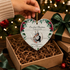 Unsere ersten Weihnachten Verlobt | Foto Heart Keramik Ornament