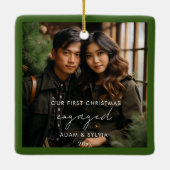 Unsere ersten Weihnachten Verlobt Keramikornament (Rückseite)
