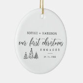 Unsere ersten Weihnachten Verlobt mit Name und Dat Keramik Ornament (Rechts)