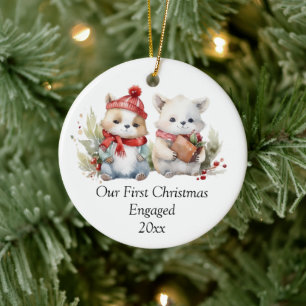 Unsere ersten Weihnachten Verlobt Niedlich Keramik Ornament