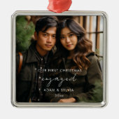 Unsere ersten Weihnachten Verlobt Ornament Aus Metall (Vorne)