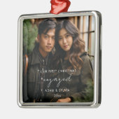 Unsere ersten Weihnachten Verlobt Ornament Aus Metall (Links)
