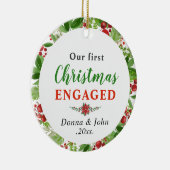 Unsere ersten Weihnachten Verlobt | Wasserfarbenkr Keramik Ornament (Rechts)