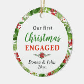 Unsere ersten Weihnachten Verlobt | Wasserfarbenkr Keramik Ornament (Links)