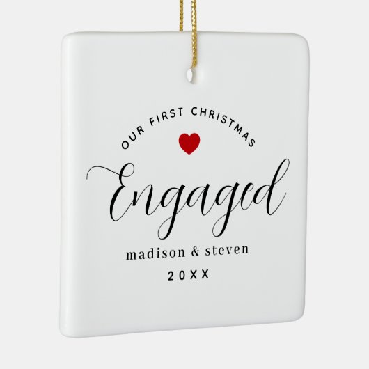 Unsere ersten Weihnachten Verlobten Script Roten H Keramikornament (Rechts)