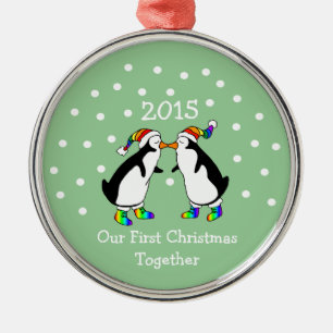 Unsere ersten Weihnachten zusammen 2015 (LGBT-Ping Silbernes Ornament
