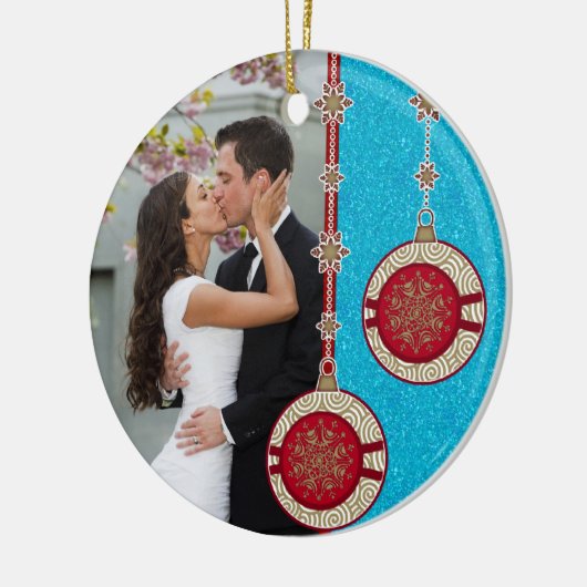 Unsere ersten Weihnachten zusammen Foto Weihnachts Keramik Ornament (Links)