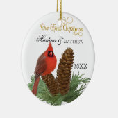Unsere ersten Weihnachten zusammen Kardinal Pine C Keramik Ornament (Rechts)