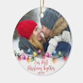 Unsere ersten Weihnachten zusammen Lights 2 Fotos Keramik Ornament (Links)