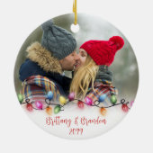 Unsere ersten Weihnachten zusammen Lights 2 Fotos Keramik Ornament (Hinten)