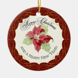 Unsere ersten Weihnachten zusammen mit Poinsettia Keramik Ornament