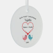 Unsere ersten Weihnachten zusammen Ornamente, Paar Ornament Aus Glas (Vorderseite Rechts)