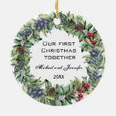 Unsere ersten Weihnachten zusammen | PERSONALISIER Keramik Ornament (Hinten)