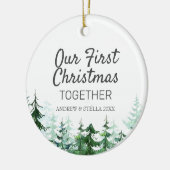 Unsere ersten Weihnachten zusammen Pine Tree Keramik Ornament (Links)