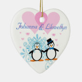 Unsere ersten Weihnachten zusammen Pinguine Keramik Ornament (Rechts)