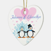 Unsere ersten Weihnachten zusammen Pinguine Keramik Ornament (Links)