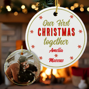 Unsere ersten Weihnachten zusammen Schneeflocken Keramik Ornament