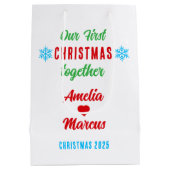 Unsere ersten Weihnachten zusammen Schneeflocken Mittlere Geschenktüte (Rückseite)