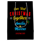 Unsere ersten Weihnachten zusammen Schneeflocken Mittlere Geschenktüte (Rückseite)