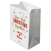 Unsere ersten Weihnachten zusammen Schneeflocken Mittlere Geschenktüte (Rückseite Schrägansicht)