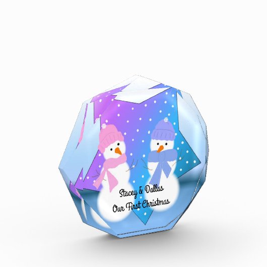 Unsere ersten Weihnachten zwei Snowmen Fotoblock (Links)