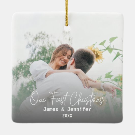 Unsere ersten Weihnachts Custom Couple Names & 2 F Keramikornament (Rückseite)