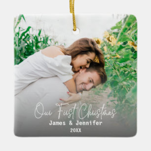 Unsere ersten Weihnachts Custom Couple Names & 2 F Keramikornament