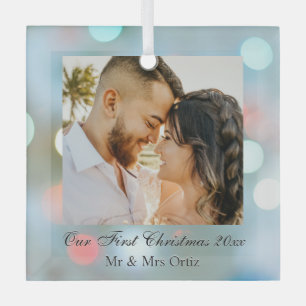 Unsere ersten Weihnachts-DIY-Namen Date Foto Black Ornament Aus Glas