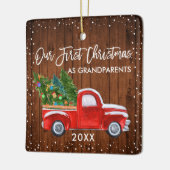 Unsere ersten Weihnachts-Großeltern Schnee aus Hol Keramikornament (Links)