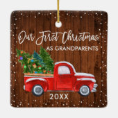 Unsere ersten Weihnachts-Großeltern Schnee aus Hol Keramikornament (Rückseite)