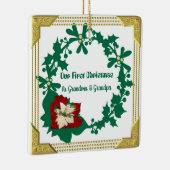 Unsere ersten Weihnachts-Großeltern White Poinsett Keramikornament (Rechts)