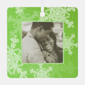 Unsere ersten Weihnachts-Grüne Schneeflocken Minim Ornament Aus Metall (Vorderseite)