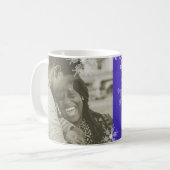 Unsere ersten Weihnachts-Indigo-Schneeflocken Mini Kaffeetasse (Vorderseite Links)