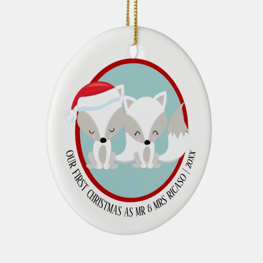 Unsere ersten Weihnachtsfosse Personalisiert Keramik Ornament (Rechts)