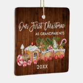 Unsere ersten Weihnachtsgroßeltern Gingerbread Zug Keramikornament (Rechts)